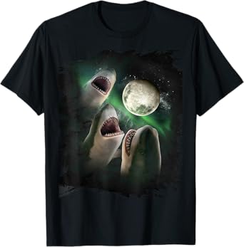 3 Shark Moon, Wolf Shark, Wolves Howl T-Shirt