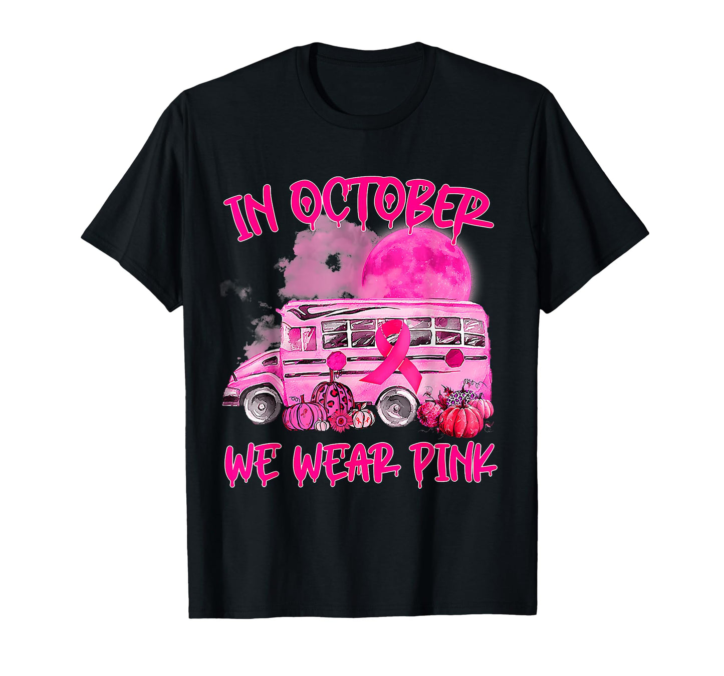 School Bus Driver Leopard Breast Cancer Awareness Month T-Shirt