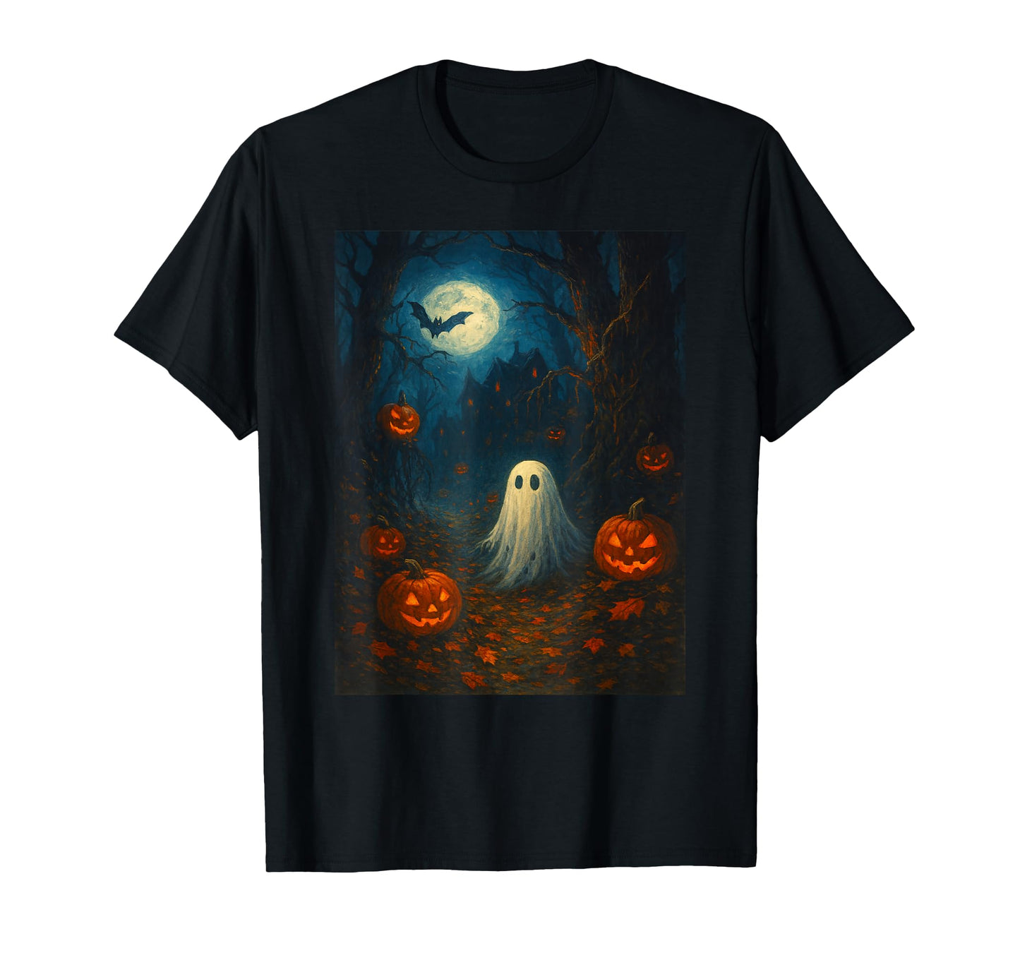 Vintage Floral Ghost Halloween Ghost in The Forest Gothic T-Shirt