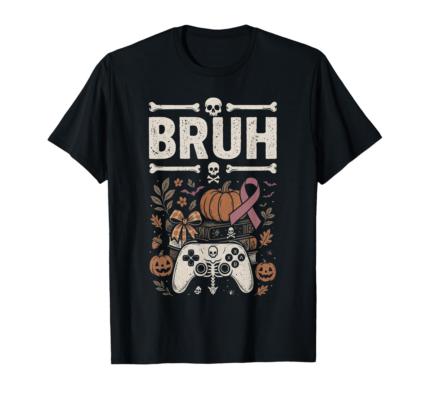 Bruh Skeleton Gamer Controller Outfit with Gothic Vibe T-Shirt