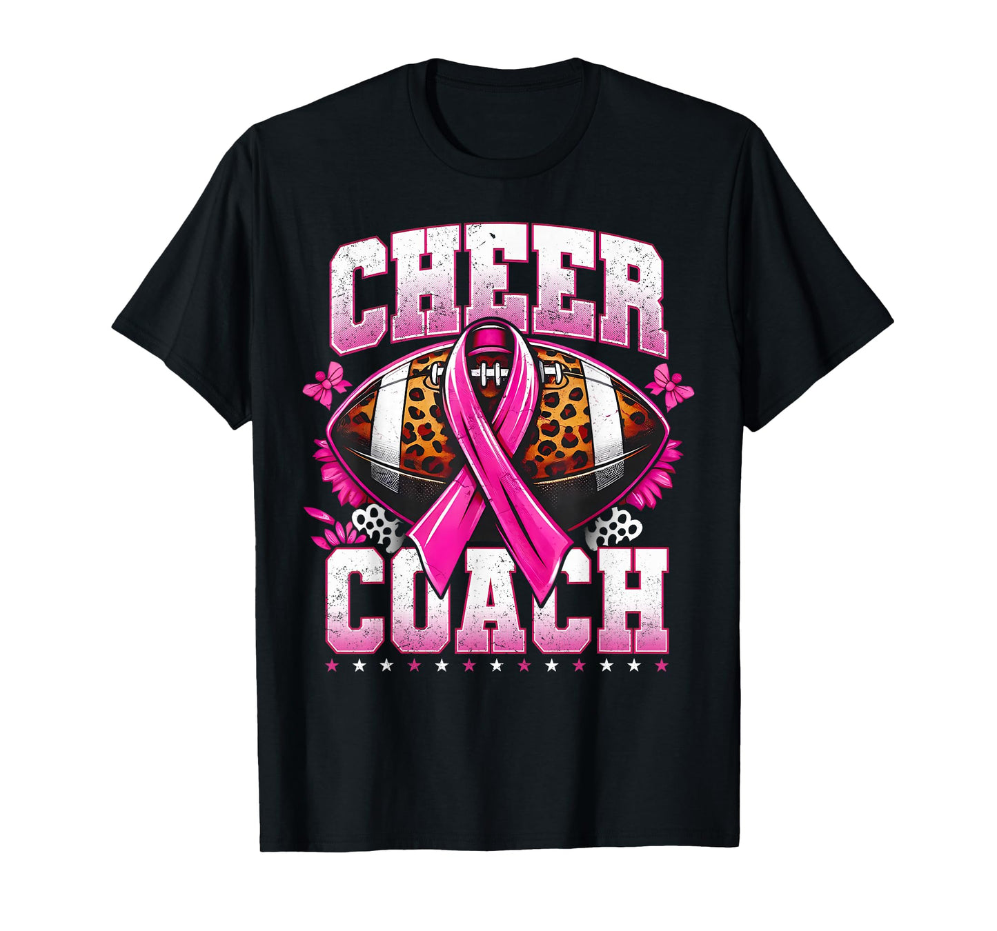 Football Cheer Coach Pink Ribbon Breast Cancer Awareness T-Shirt