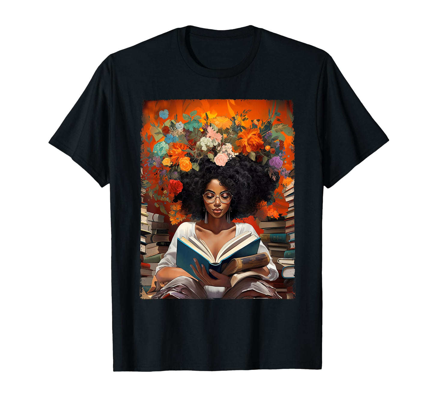 Black History Educated Reading Book Melanin Queen Afro Women T-Shirt