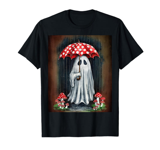 Spooky Cottagecore Ghost - Halloween Mushroom Delight T-Shirt