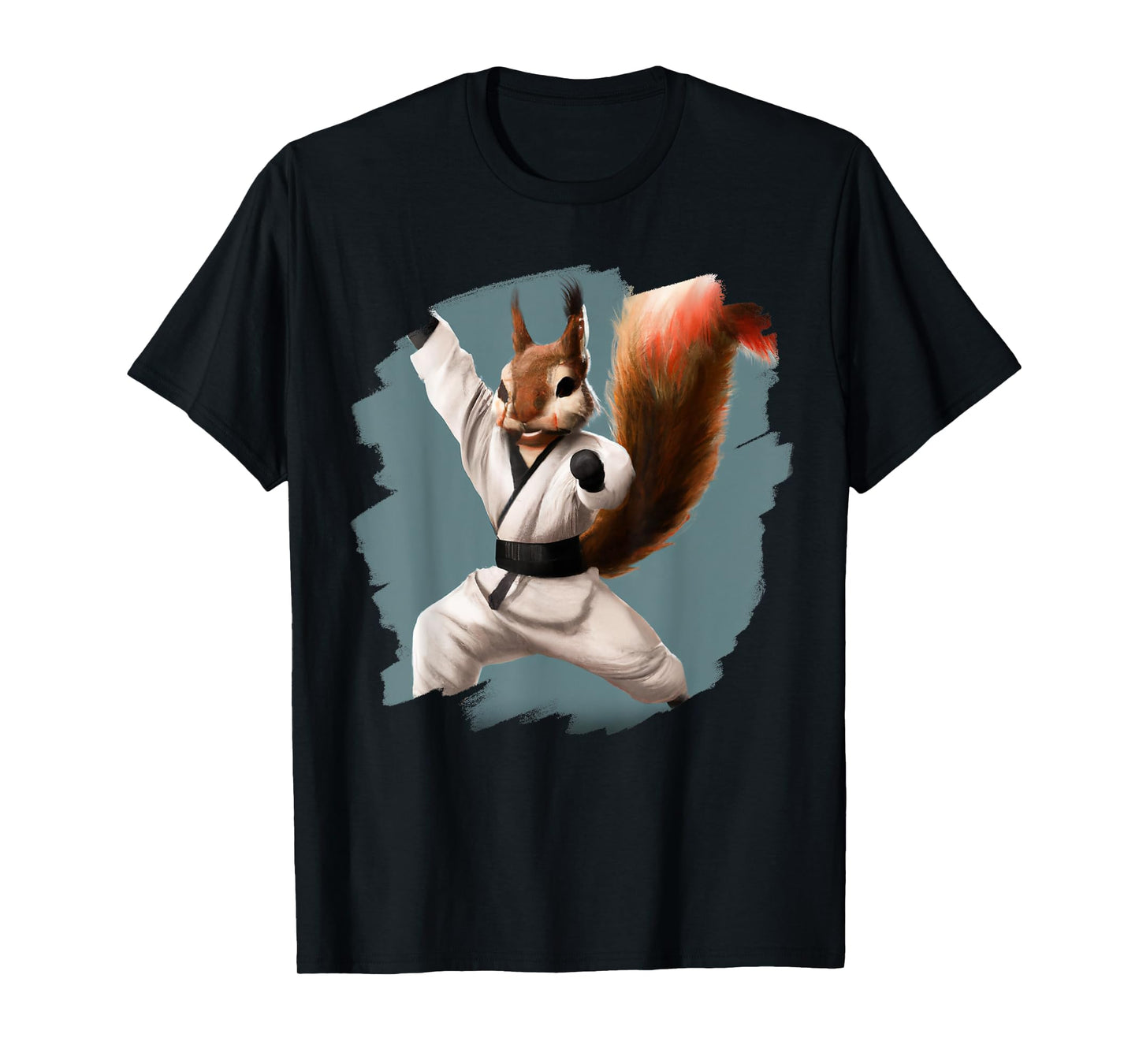 Squirrel Doing Karate Kick Black Belt Martial Arts Squirrel T-Shirt