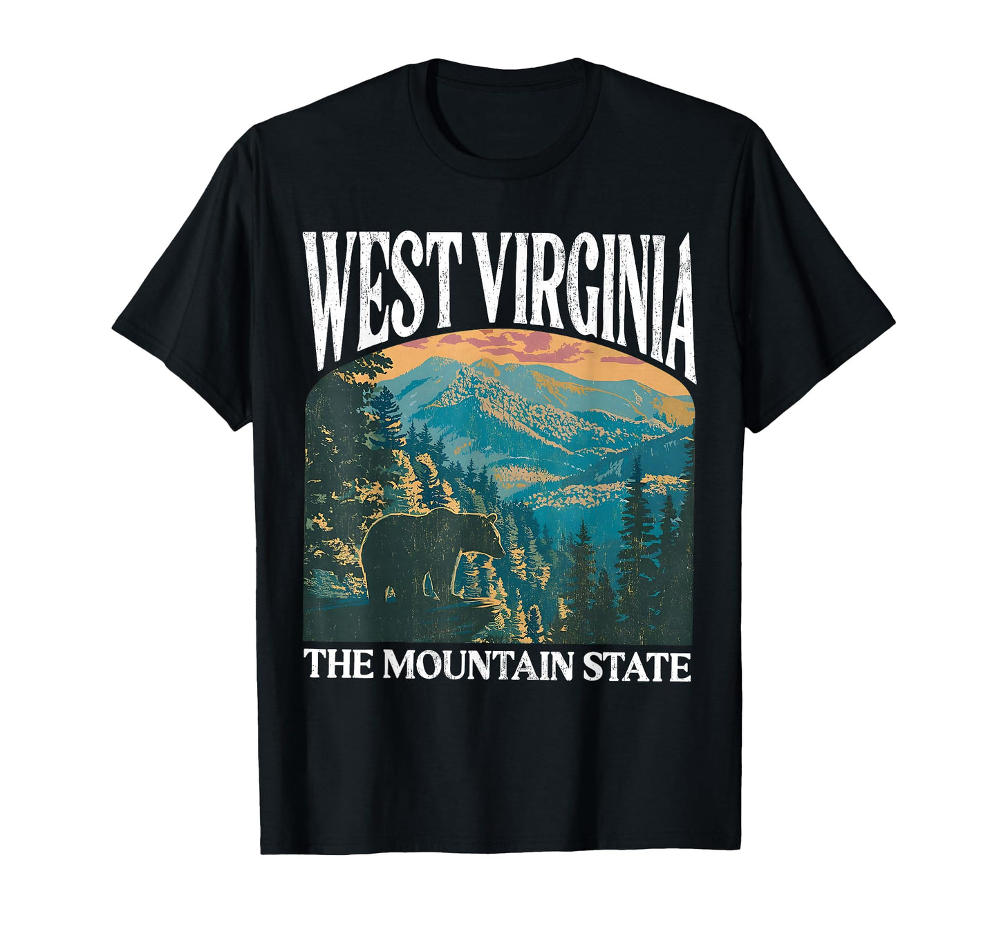 West Virginia Retro Bear Mountain Graphic T-Shirt