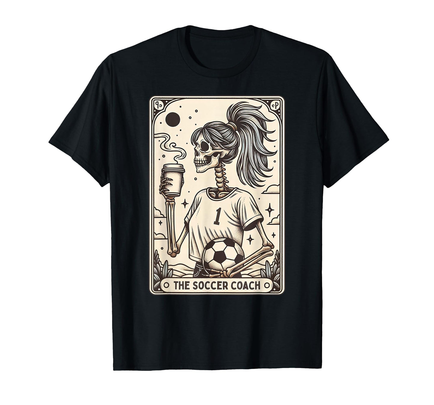 Soccer Coach Tarot Card Halloween Skeleton Soccer Mom Witchy T-Shirt