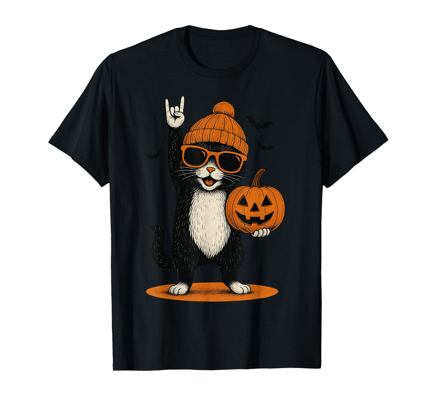 Cute Cat Men Women Kids Halloween Pets Pumpkin Funny Cats T-Shirt