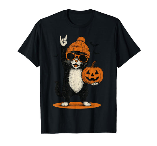 Cute Cat Men Women Kids Halloween Pets Pumpkin Funny Cats T-Shirt