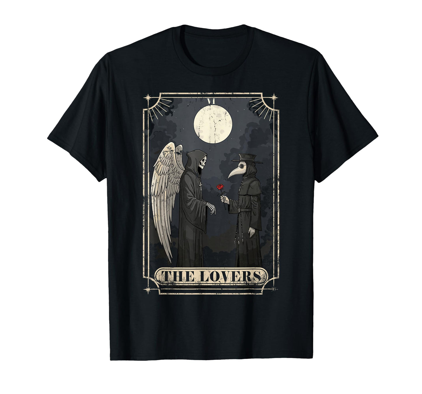 The Lovers Tarot Card Plague Doctor Astrology Goth Halloween T-Shirt