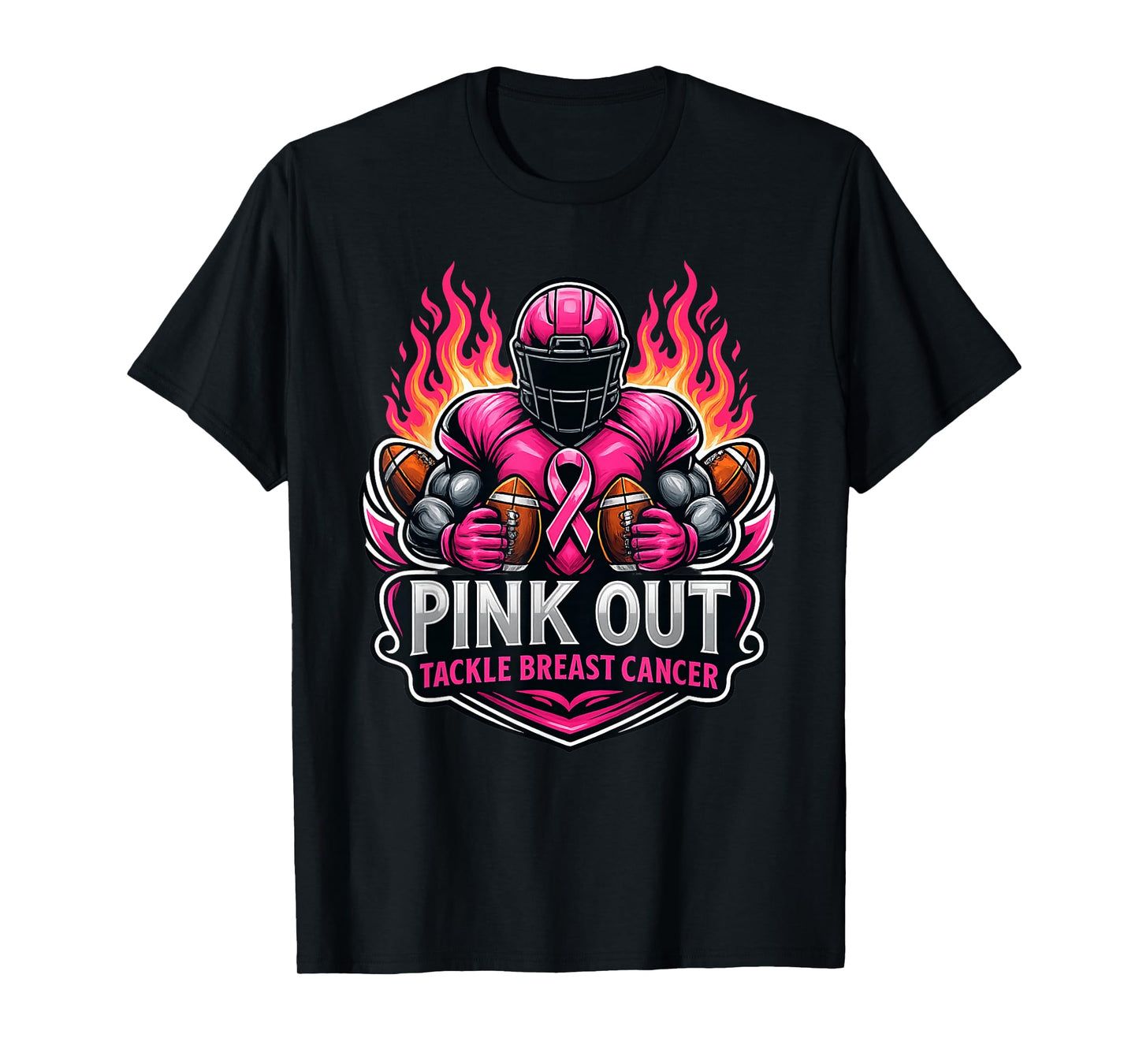 Pink Out Tackle Breast Cancer Awareness American Football T-Shirt