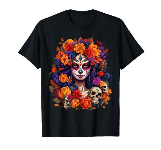 De Los Muertos La Catrina Day of The Dead Sugar Skull Women T-Shirt