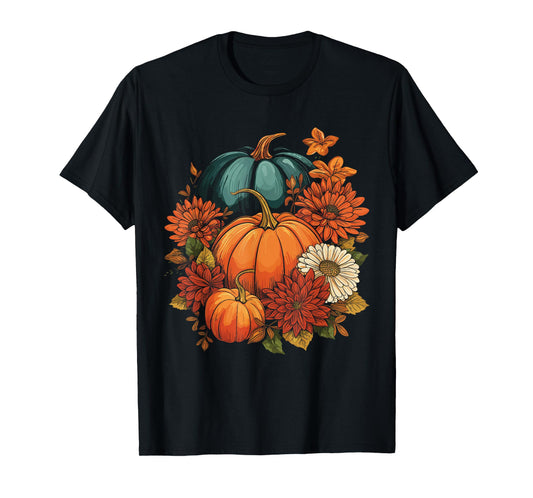 Cottagecore Pumpkins Flowers Fall Vibes Women's Graphic T-Shirt