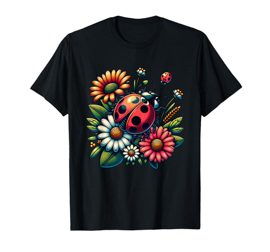 Cute Ladybugs Pop Art Ladybugs Lover Portrait For Men Women T-Shirt