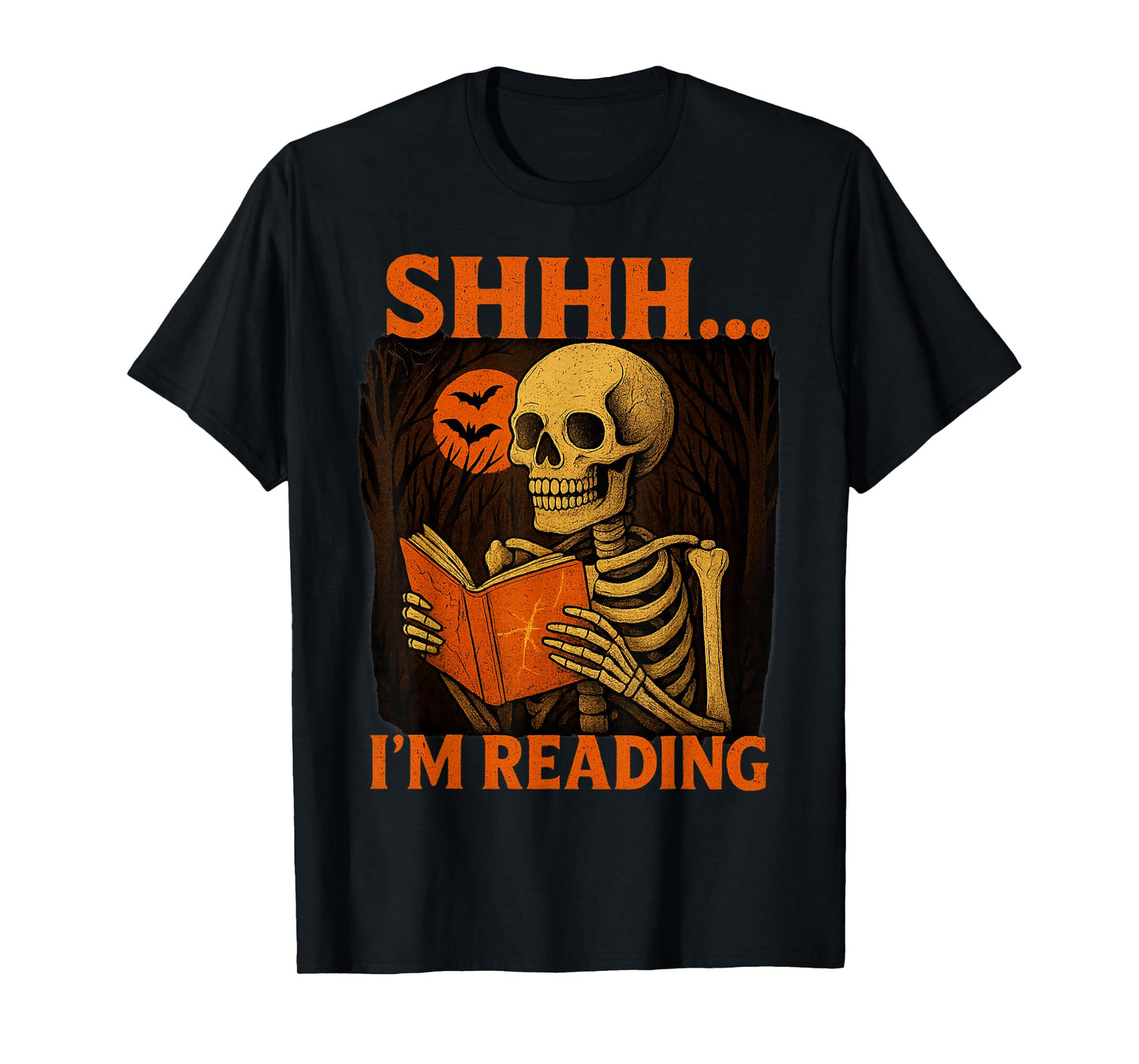 Halloween Skeleton Reading Book Shhh I’m Reading T-Shirt