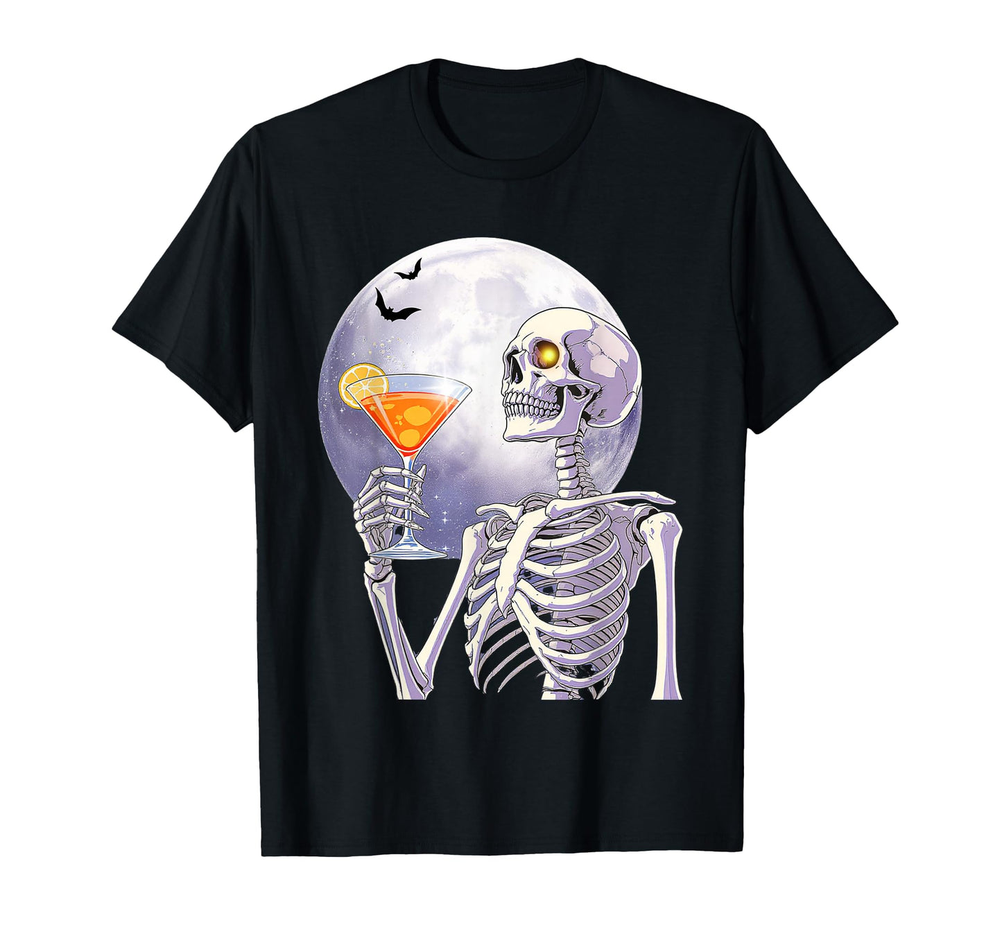 Funny Halloween Skeleton Drinking Martini Cocktail T-Shirt