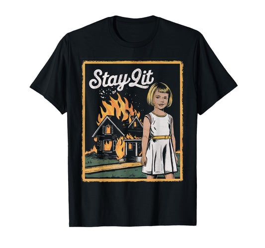 Vintage Horror Movie Lover Retro Halloween Shirt Stay Lit T-Shirt