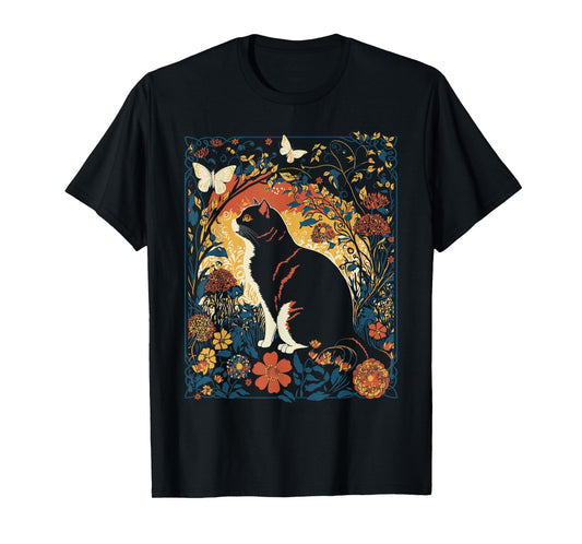 Cottagecore Aesthetic Cat And Garden Cat Lover Women T-Shirt