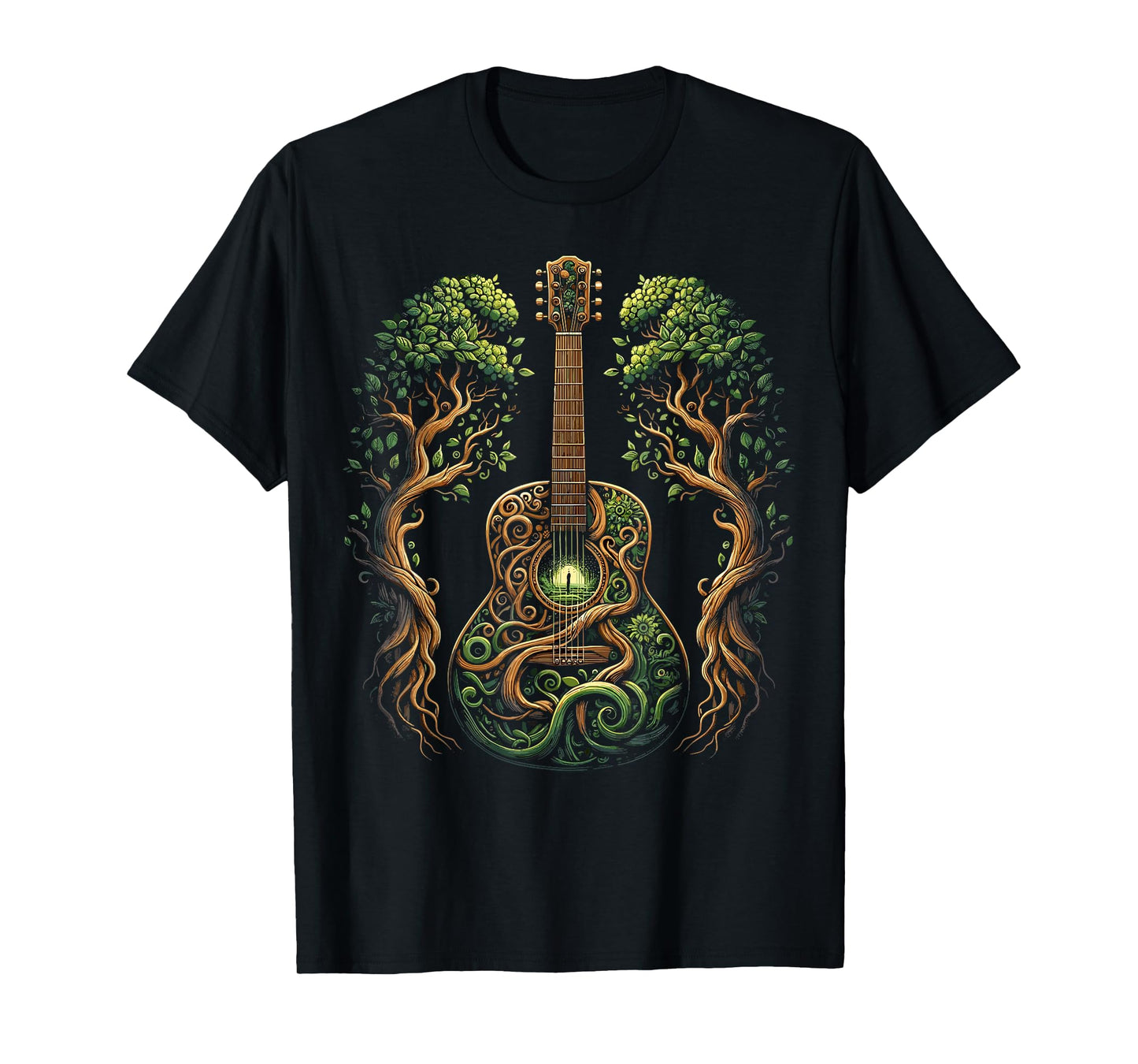 Acoustic Guitar Tree Nature Lover Guitarist Guitar Player T-Shirt