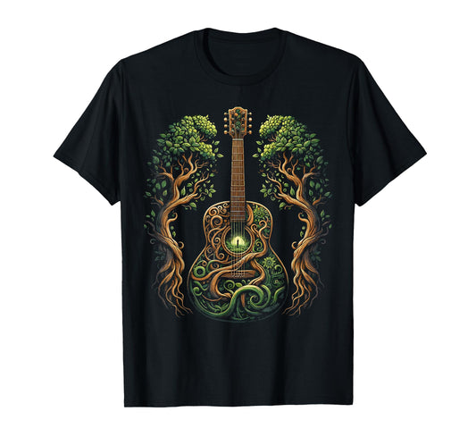 Acoustic Guitar Tree Nature Lover Guitarist Guitar Player T-Shirt