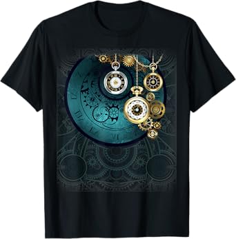 Steampunk Retro Vintage Pocket Watch Cogwheel Gears Gift Men T-Shirt