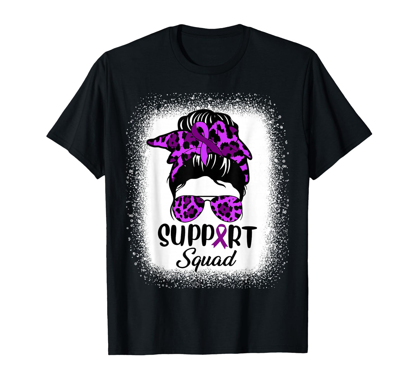 Support Pancreatic Cancer Awareness Messy Bun Ribbon Purple T-Shirt