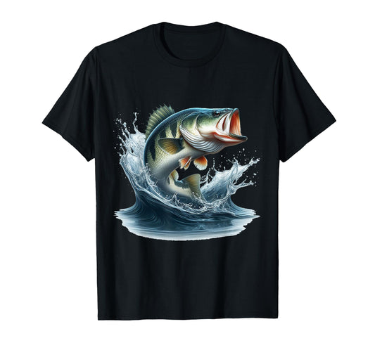Bass Fishing Jumping Out Of The Water Outdoor Fisherman T-Shirt