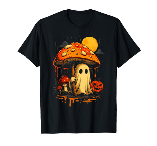 Cottagecore Halloween Ghost Mushroom Spooky Fall Aesthetic T-Shirt