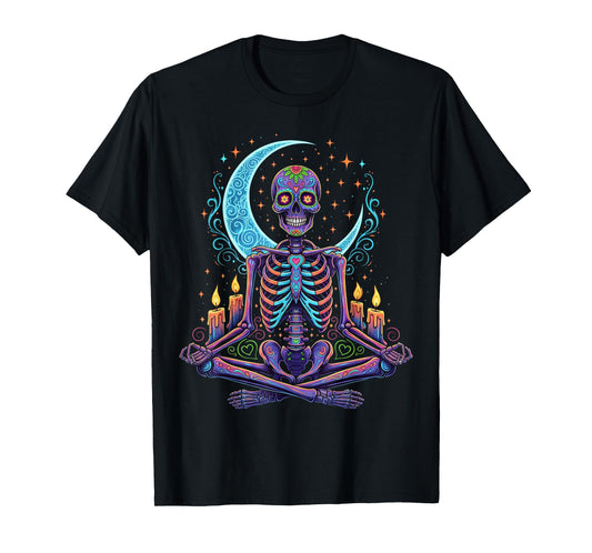 Cute Halloween Celebrate and Skeletons in Yoga with The Moon T-Shirt