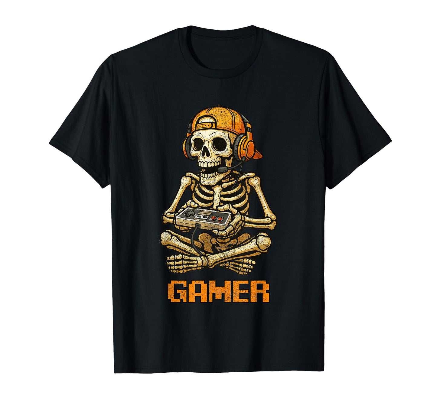 Halloween Skeleton Gamer Video Gaming Funny Skeleton Gaming T-Shirt