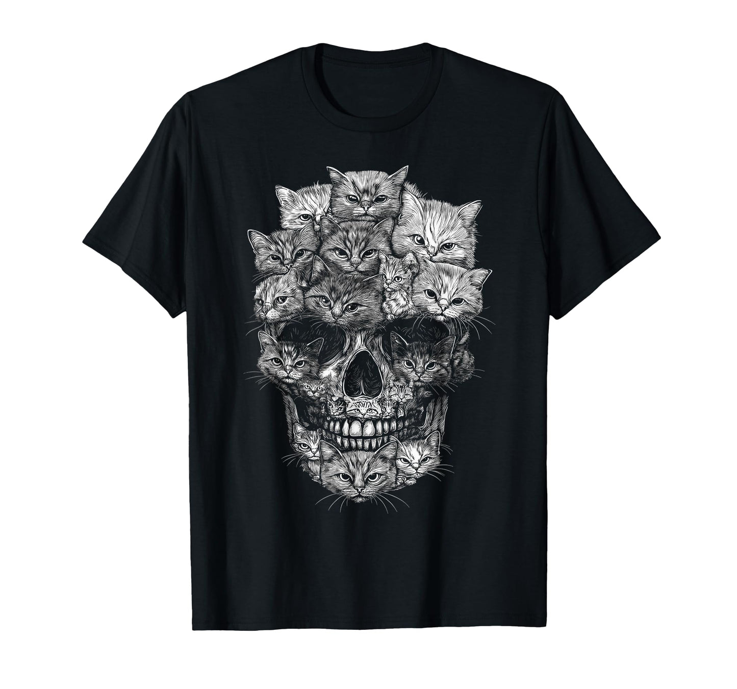 A Skull But It's Cats Kitty Skeleton Halloween Cat Skull T-Shirt