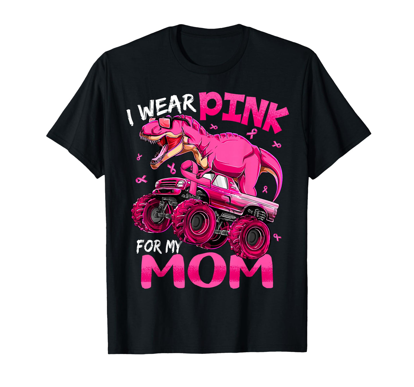I Wear Pink For My Mom Breast Cancer Awareness Dinosaur Kids T-Shirt