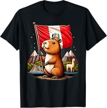 Peruvian Capybara Peru Flag - Ronsoco Fiestas Patrias Outfit T-Shirt