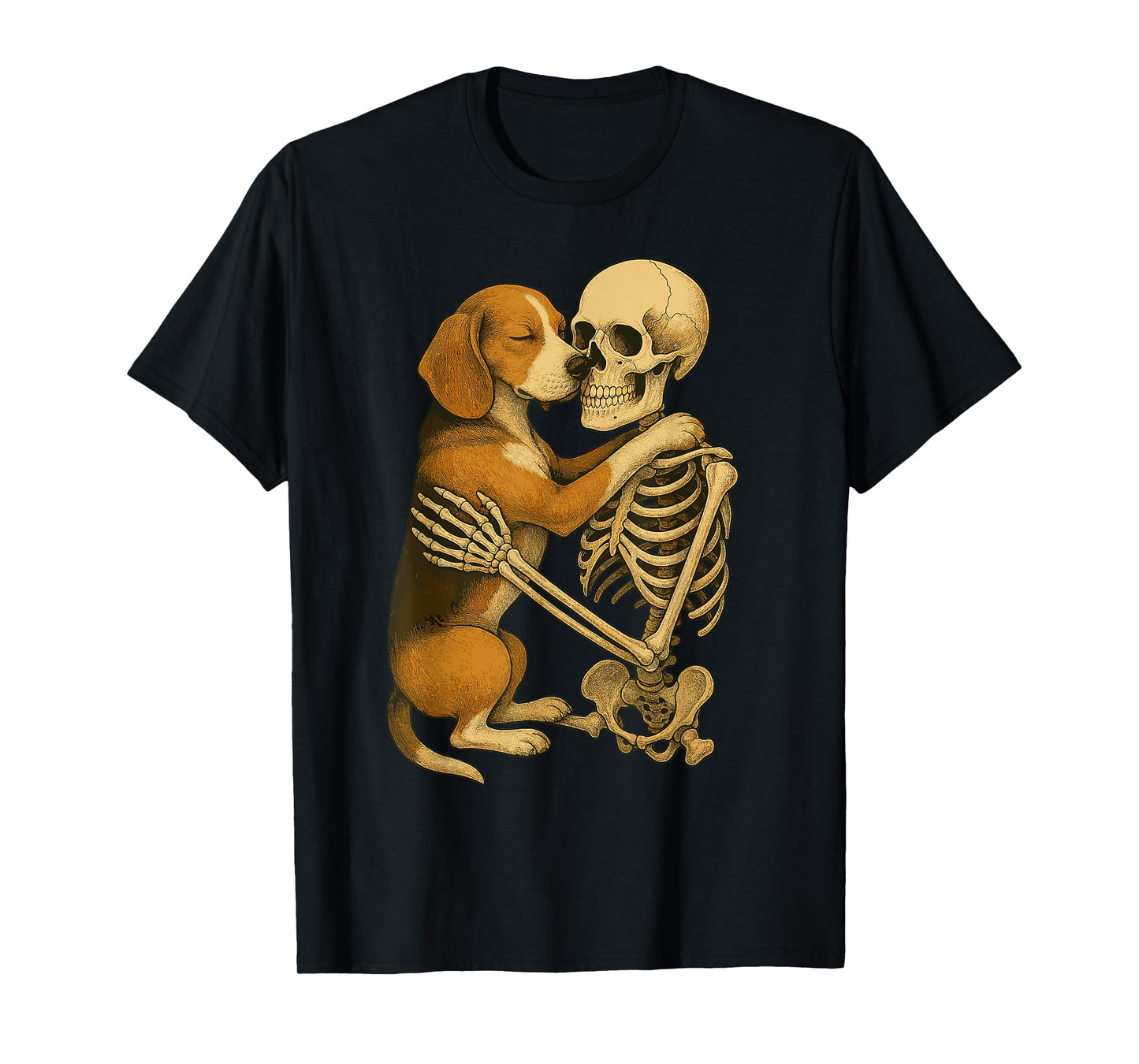 Skeleton Hugging Beagle T-Shirt
