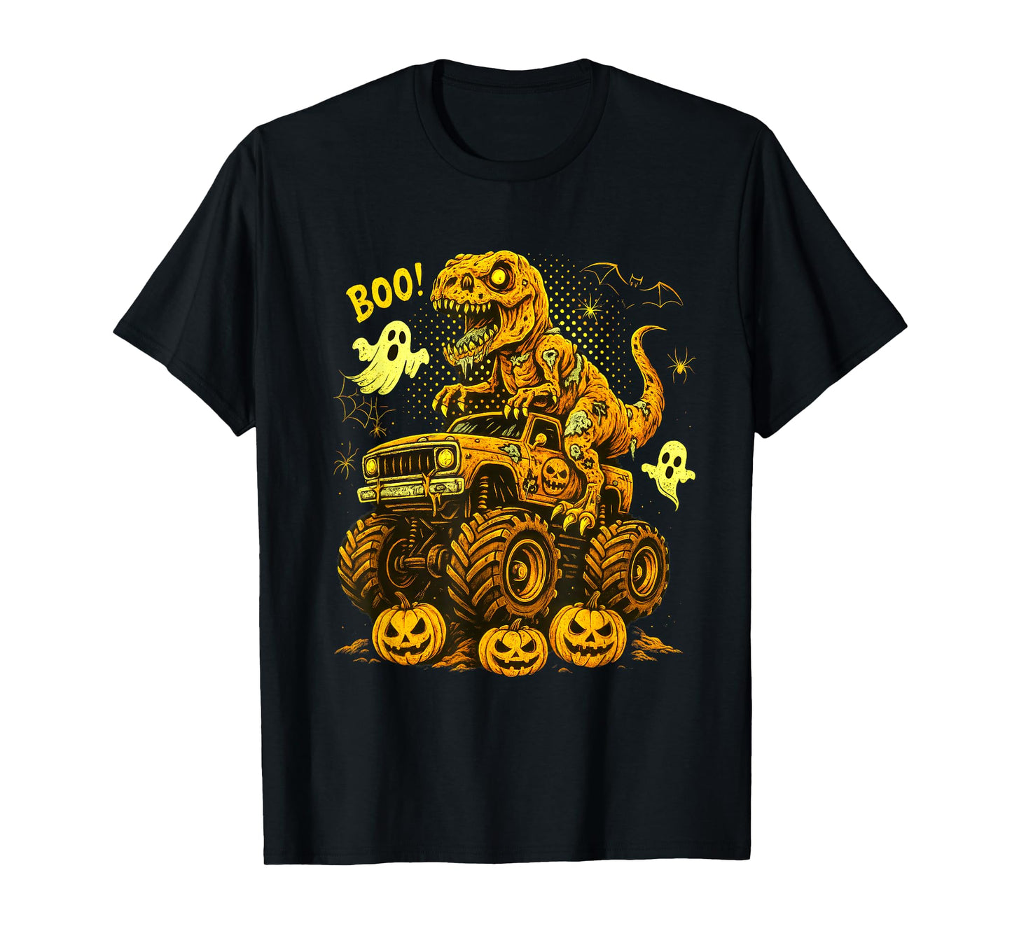 Zombie Dinosaur T Rex Riding Monster Truck Boo Halloween T-Shirt