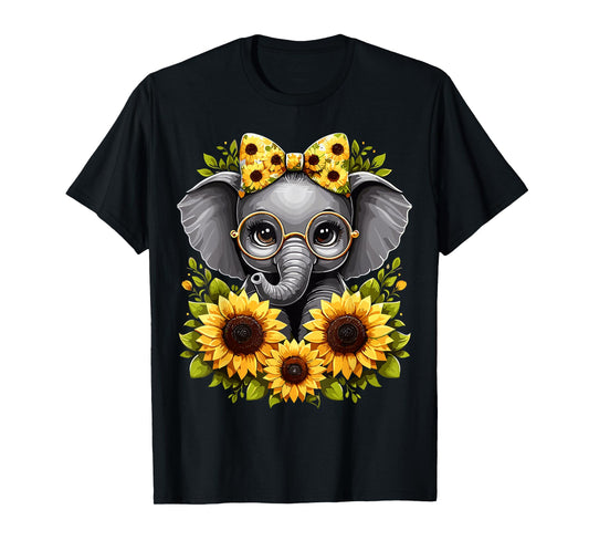 Cute Baby Elephant with Sunflower T-Shirt