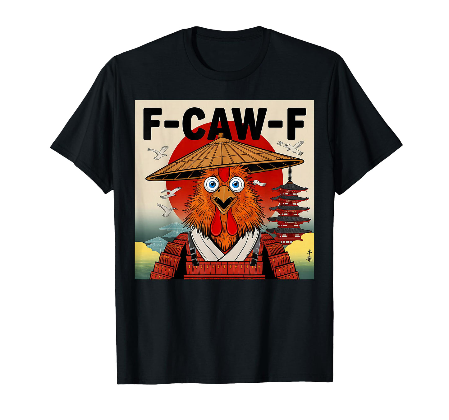 Vintage Samurai Chicken F-CAW-F Rooster Warrior Japanese T-Shirt