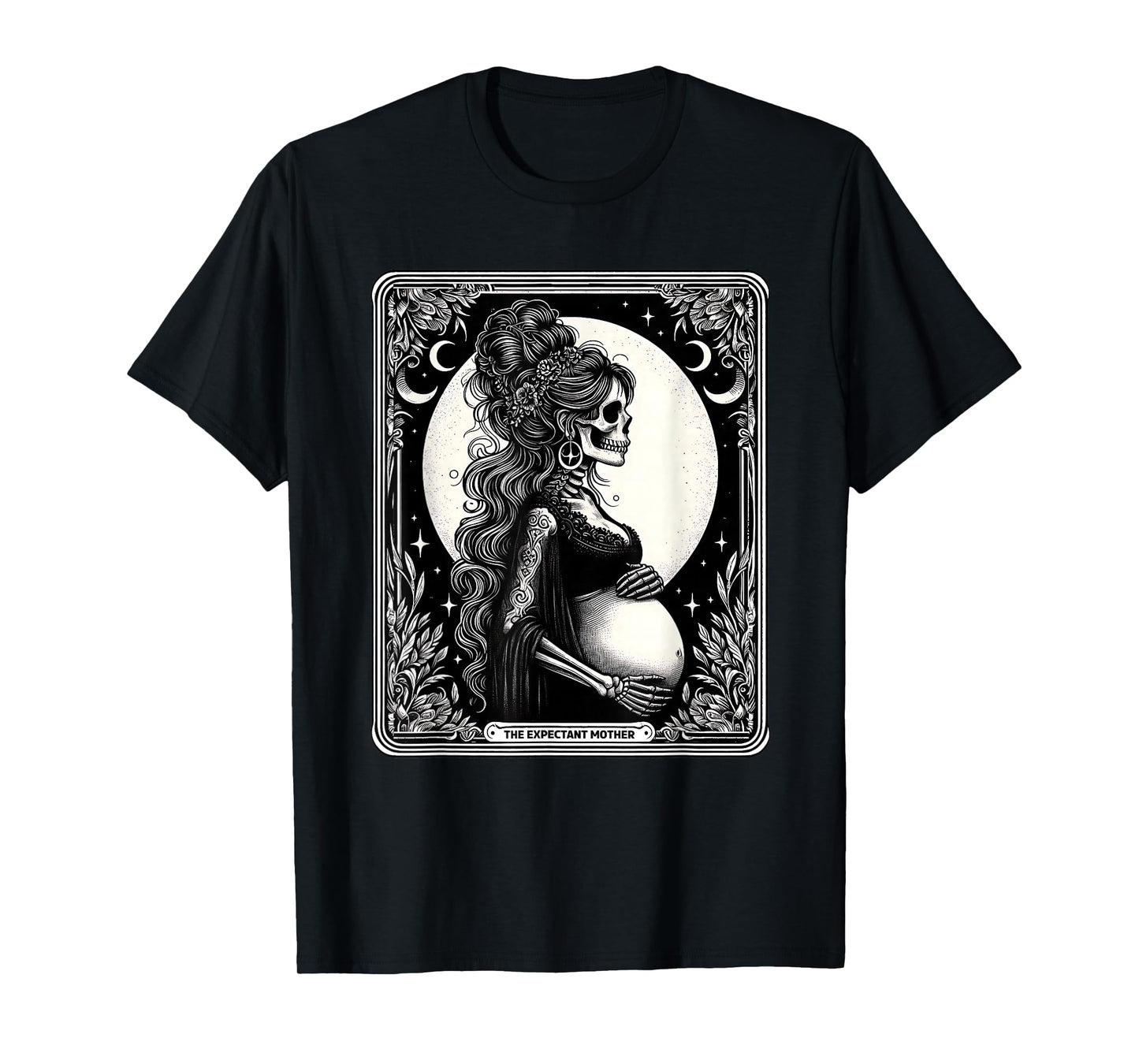 Tarot Card Skeleton Expectant Mother Pregnancy Announcement T-Shirt