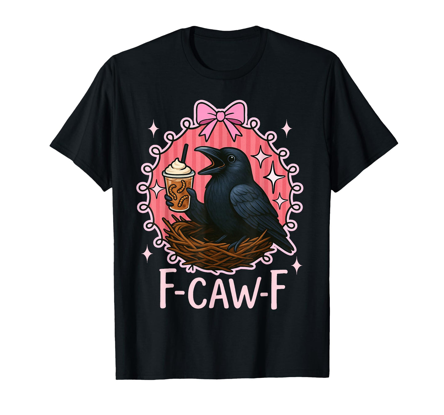 Funny Bird Raven F-CAW-F Humor Halloween Fall Meme Viral T-Shirt