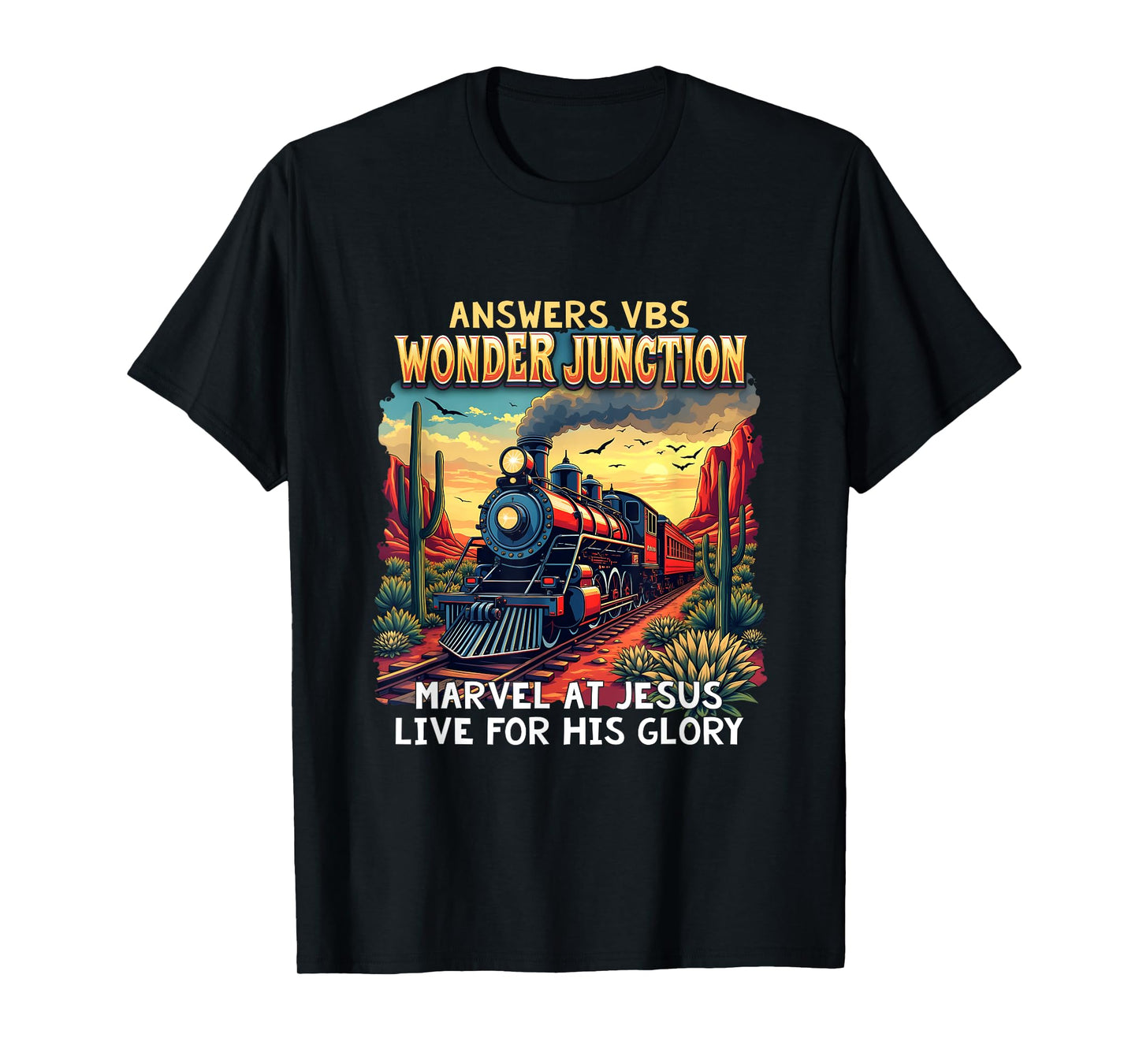 Christian Camp VBS 2025 Wonder His Glory Junction Train T-Shirt