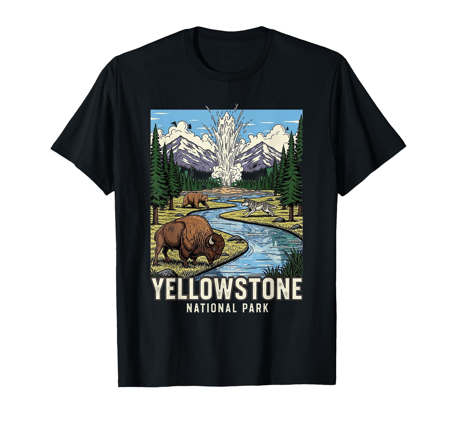 Yellowstone National Park Wildlife Scene Souvenir T-Shirt