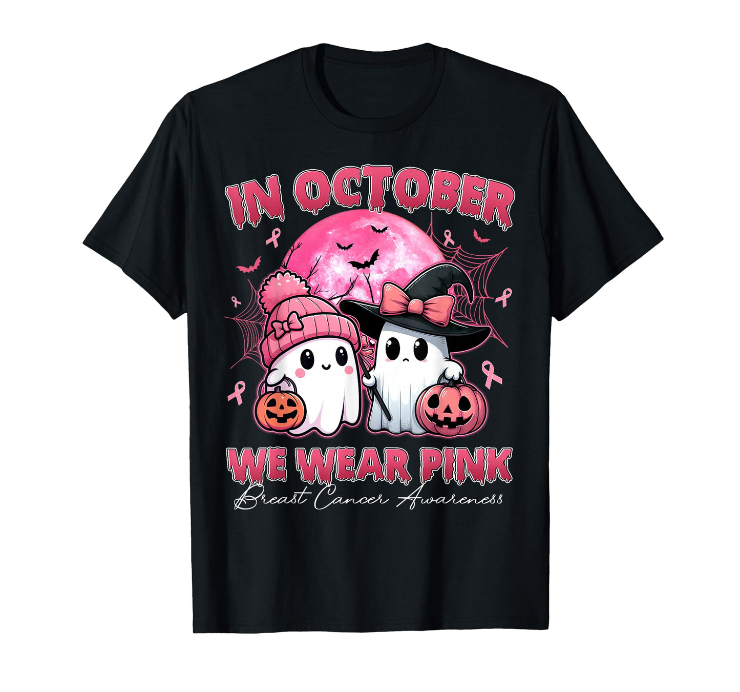 Breast Cancer Shirts Women Halloween October Wear Pink T-Shirt