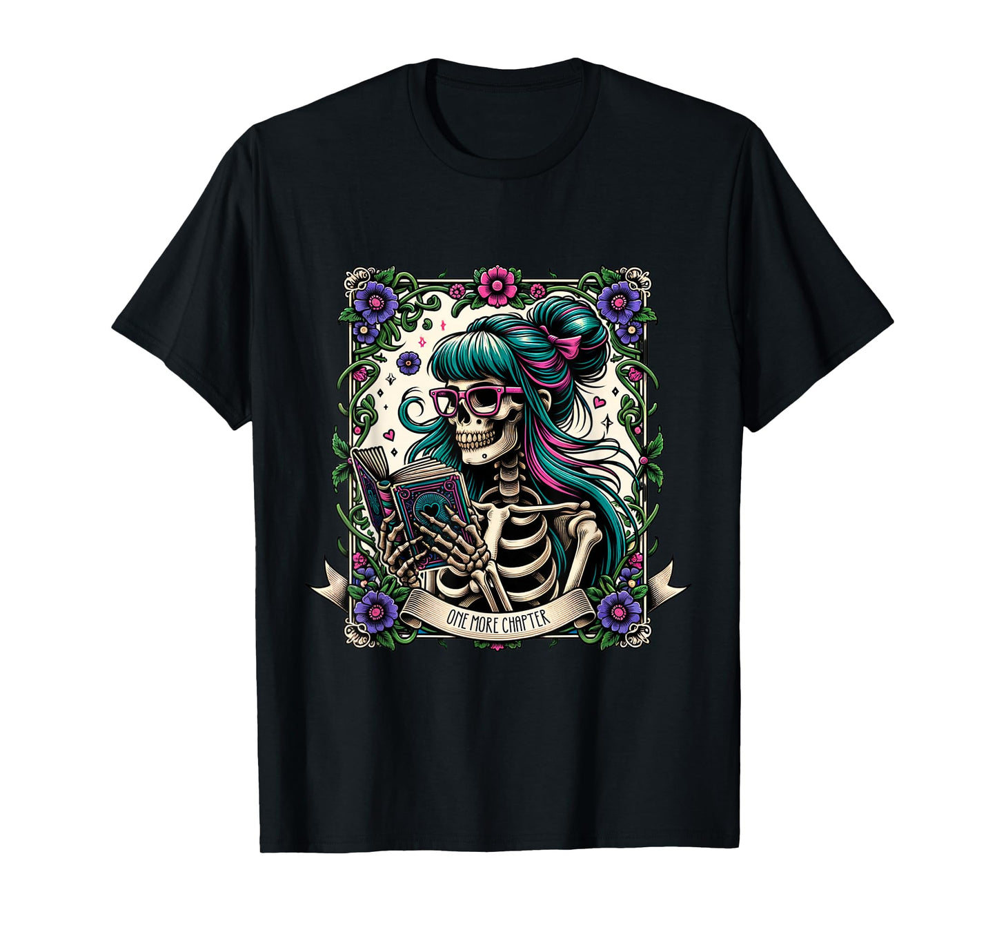 One More Chapter Skeleton Reading Tarot Design T-Shirt
