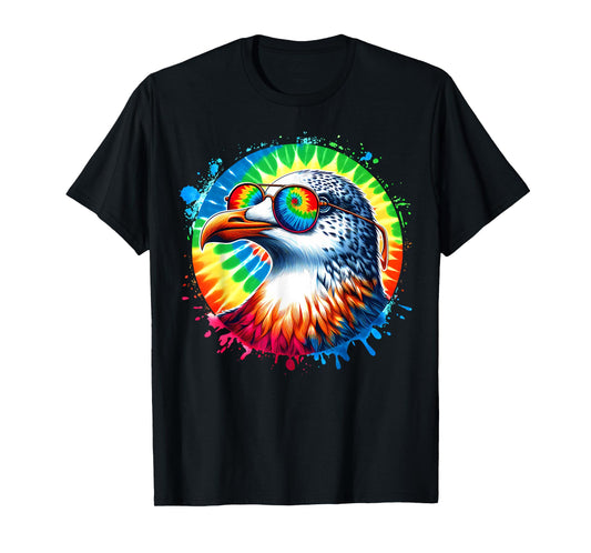 Cool Tie Dye Seagull Sunglasses Bird Illustration Art T-Shirt
