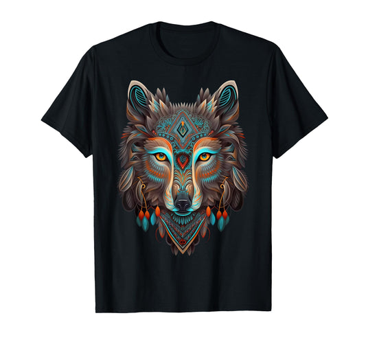 Azteca Wolf Traditional Mexican Art Ancient Aztec Mexico T-Shirt