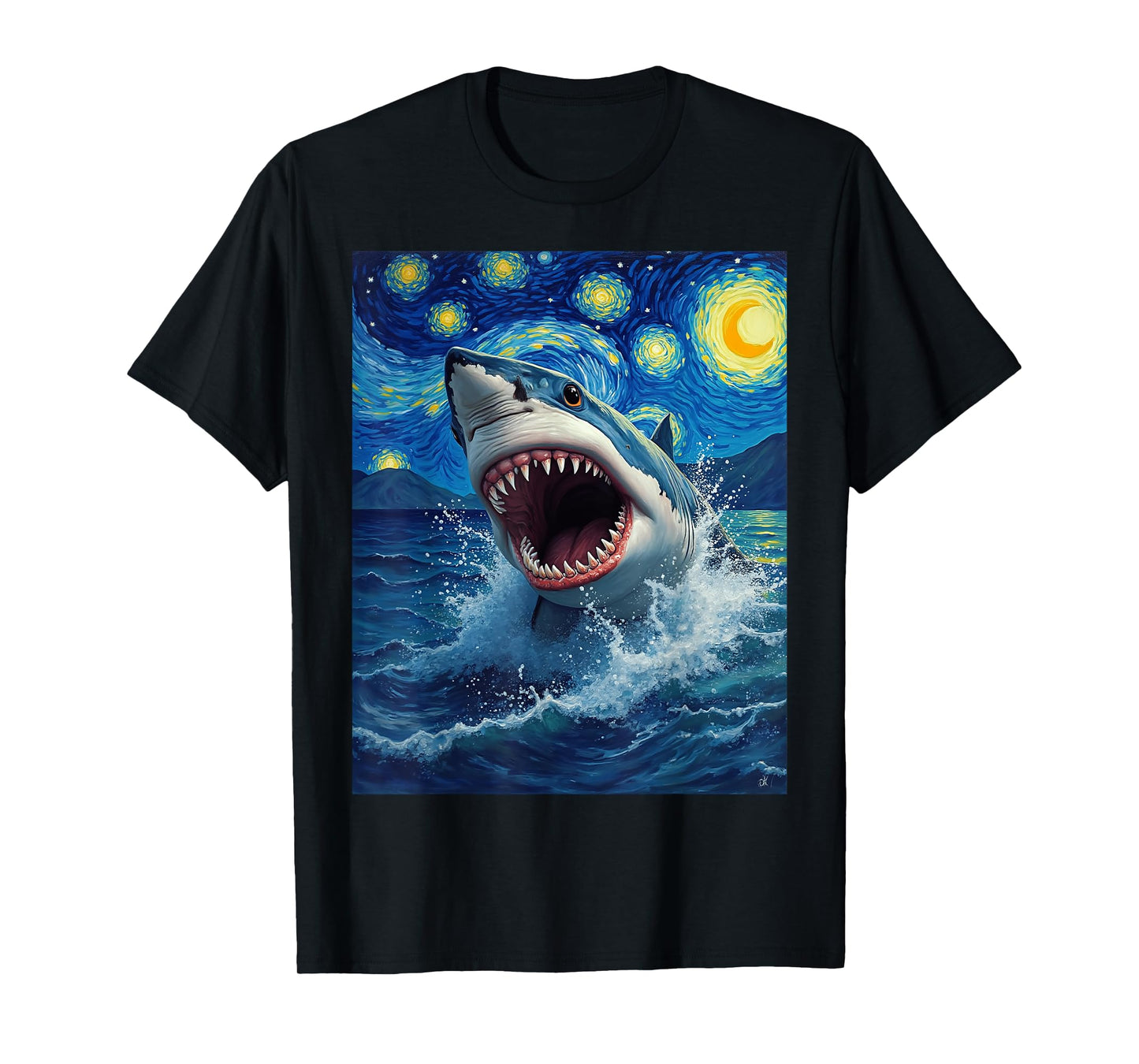 Van Gogh's Starry Night Shark Ocean Animal Lovers T-Shirt