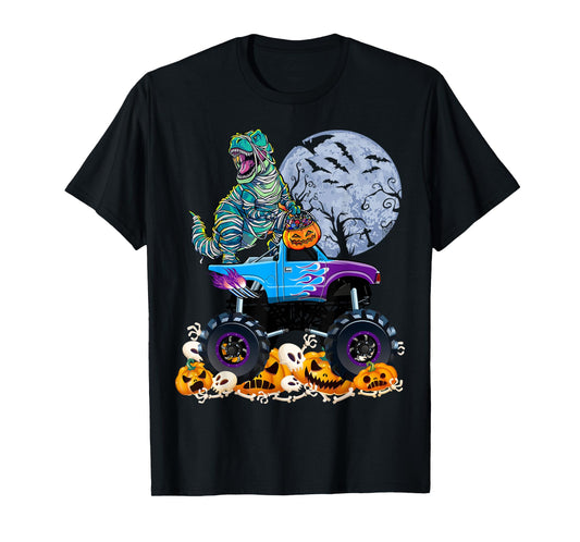 Dinosaur T rex Mummy Halloween Monster Truck Boys T-Shirt
