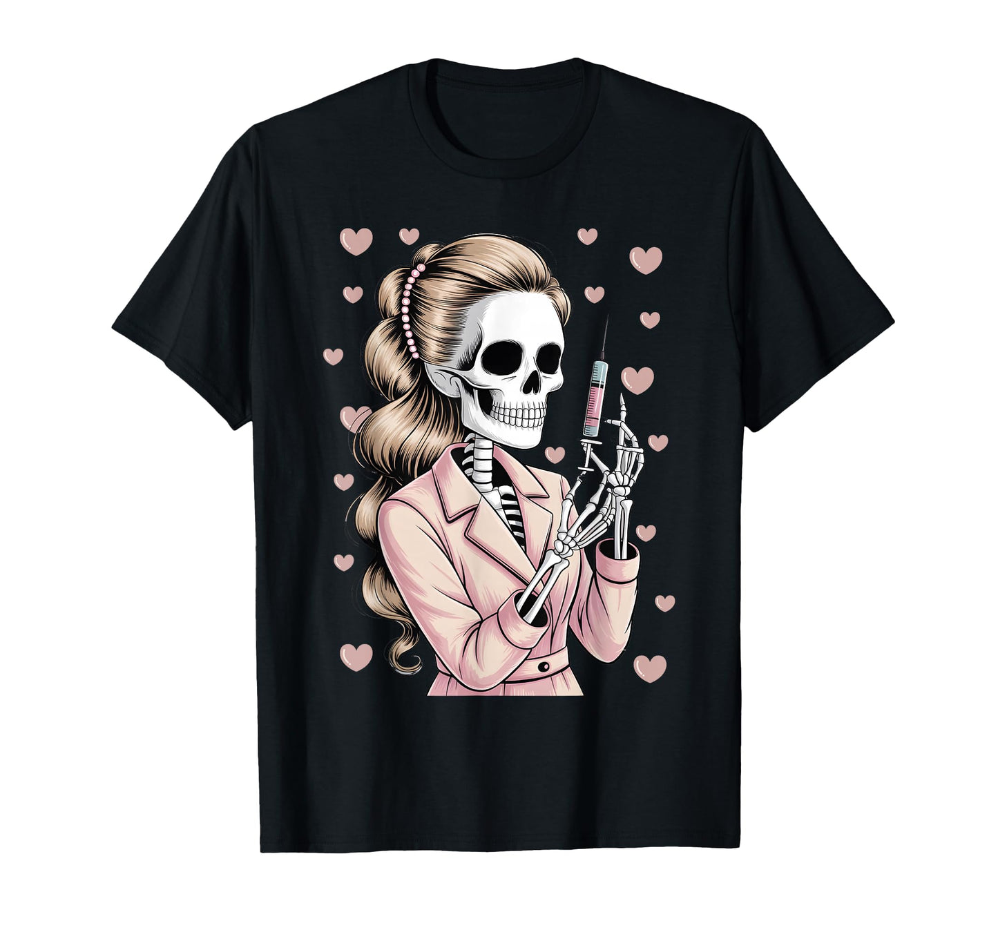 Halloween Skeleton Aesthetician with Syringe T-Shirt