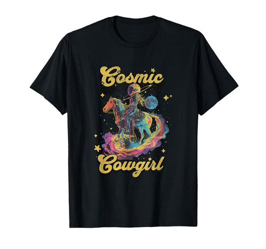 Cosmic Rodeo Howdy Western Retro Cute Cowboy Cowgirl Space T-Shirt
