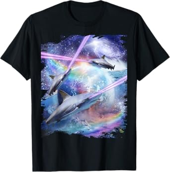 Laser Beam Eyes Shark In Space, Galaxy Sharks T-Shirt