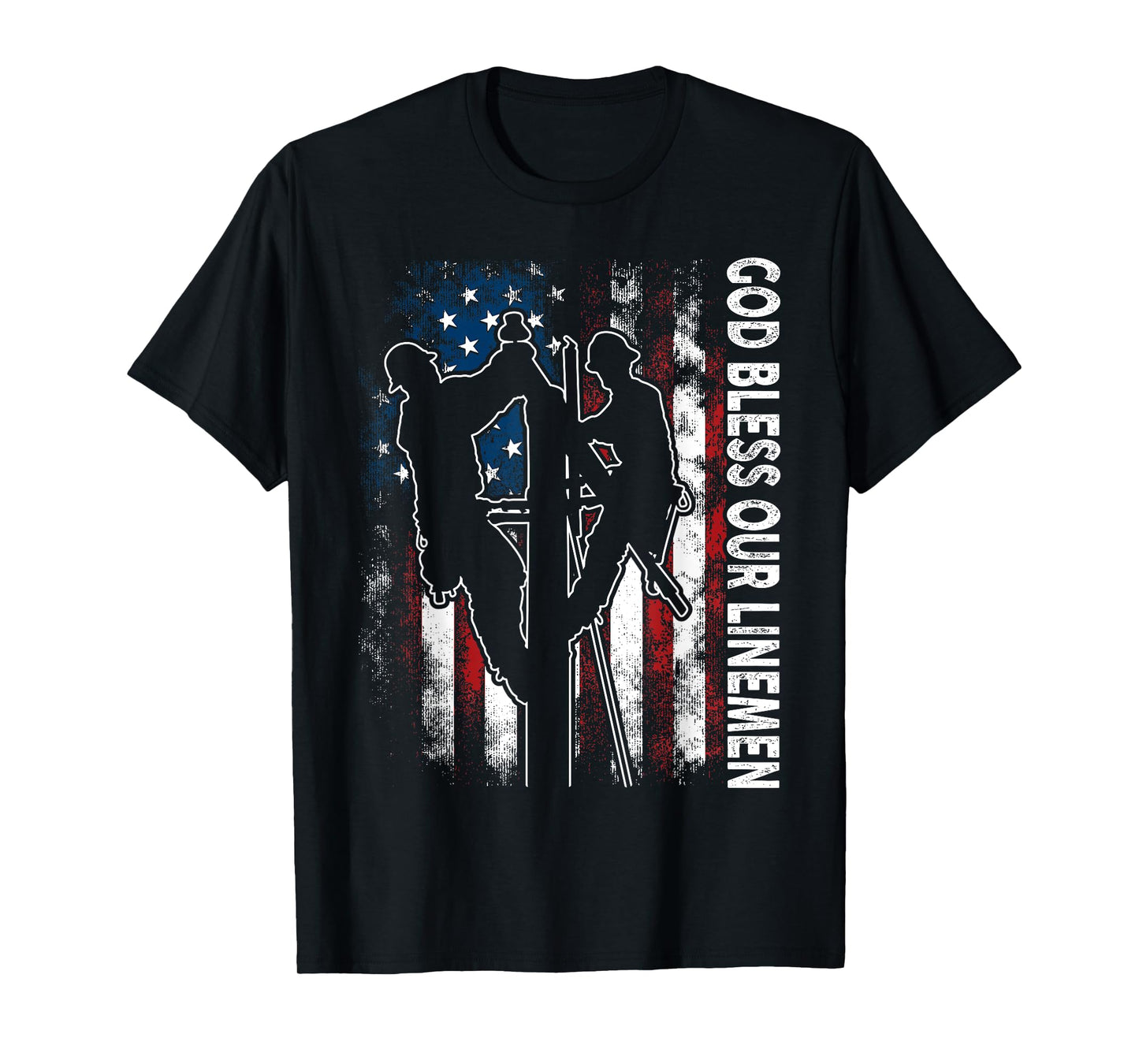 God Bless Our Linemen Cool American Lineman Flag T-Shirt